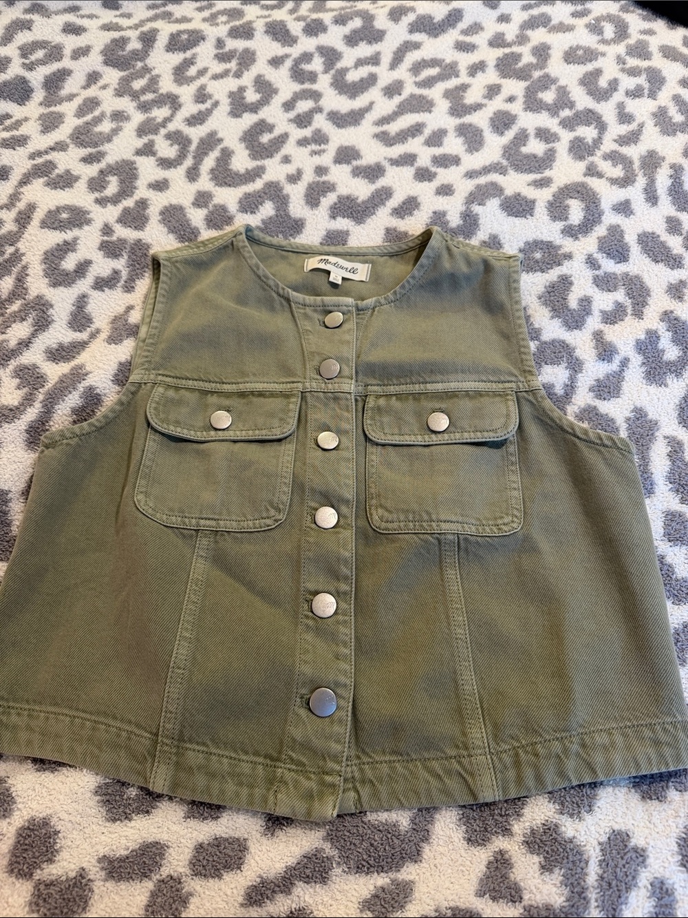 Madewell Olive Green Button-Front Utility Vest